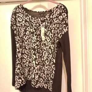 Metaphor Long Sleeve Black and White Boho Pattern Women's Top